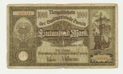 Stadtgemeinde danzig 1000 mark - stadtgemeinde,