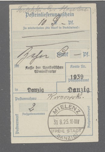 Einlieferungsschein o - einlieferungsschein, ,o