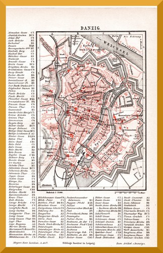 Danzig original stadtplan - +original, mit